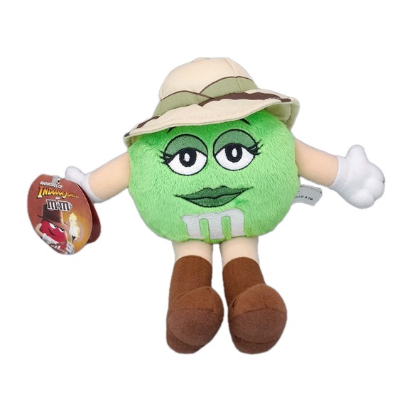 Green M&M Indiana Jones Plush 10" Mars Candy Character 2008 NWT‎ Rare